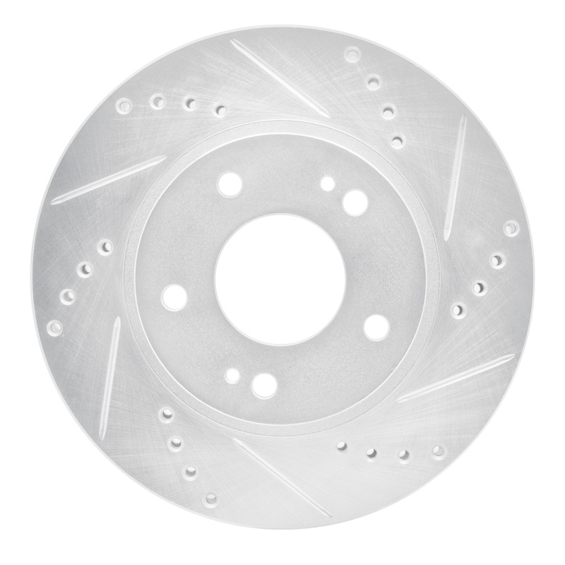 Chrysler Sebring Brake Rotor (1) - Front Right - R1 Concepts - Drilled & Slotted - Silver - `00-`24